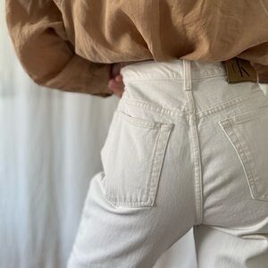 90s vintage Calvin Klein eggshell white easy fit jeans straight leg made in USA
